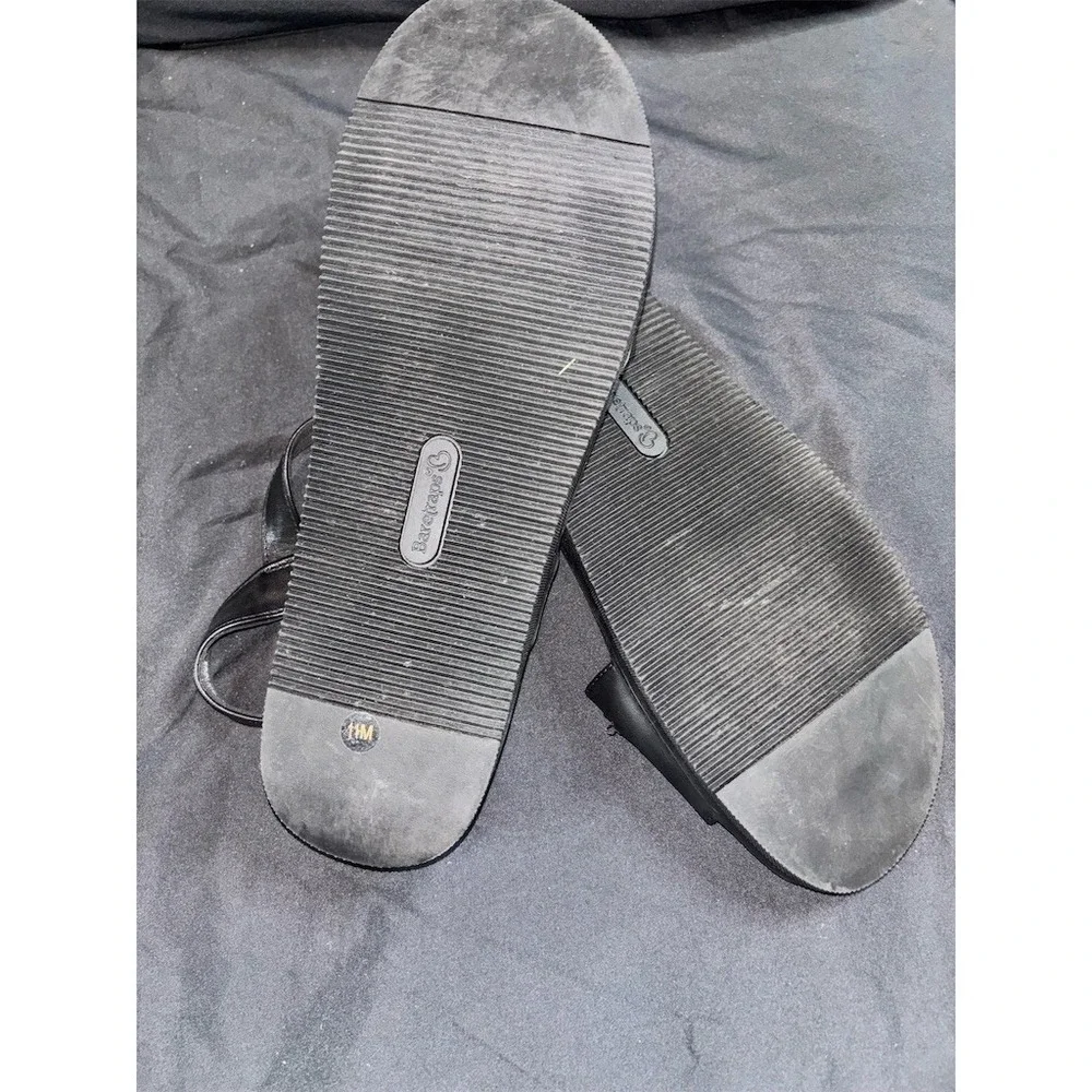 BareTraps Wedge Sandals size 11 Womens Black Ankle Strap Braided Comfort Footbed